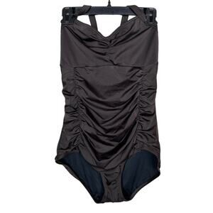 Land’s End Halter Swimsuit One-piece Brown Size 14